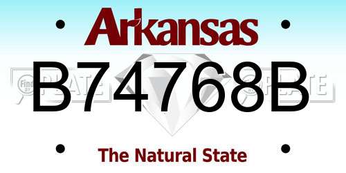 B74768B Arkansas License Plate