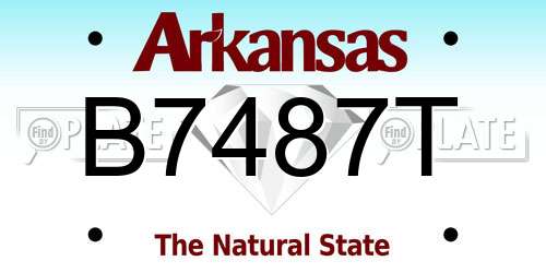 B7487T Arkansas License Plate