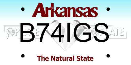 B74IGS Arkansas License Plate