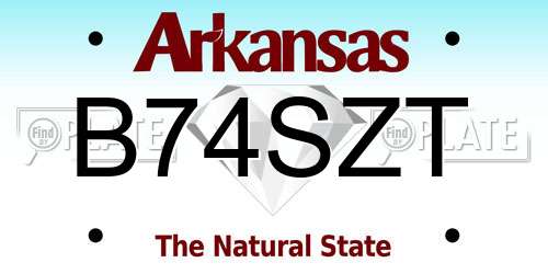 B74SZT Arkansas License Plate