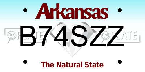 B74SZZ Arkansas License Plate