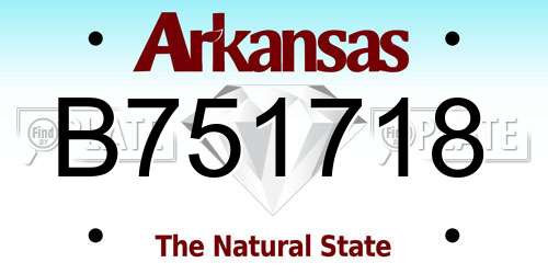 B751718 Arkansas License Plate