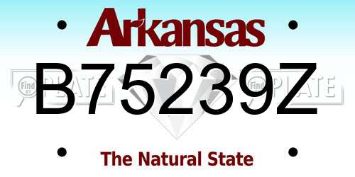 B75239Z Arkansas License Plate