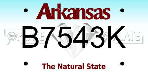 B7543K Arkansas License Plate