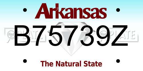 B75739Z Arkansas License Plate