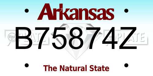 B75874Z Arkansas License Plate