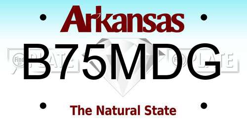 B75MDG Arkansas License Plate