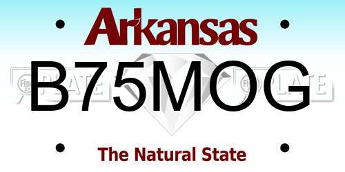B75MOG Arkansas License Plate