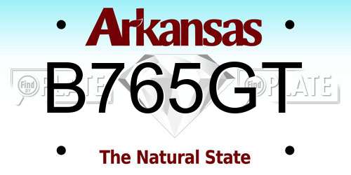 B765GT Arkansas License Plate