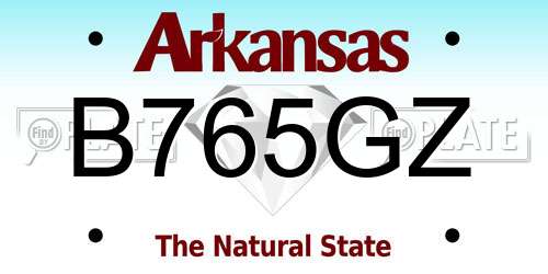 B765GZ Arkansas License Plate