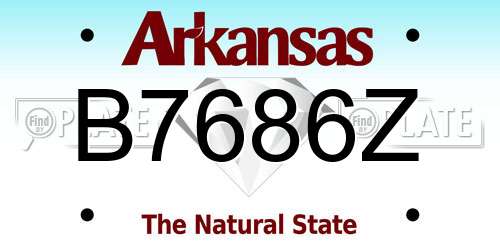 B7686Z Arkansas License Plate