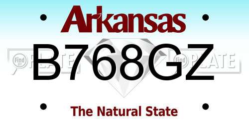 B768GZ Arkansas License Plate