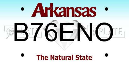 B76ENO Arkansas License Plate