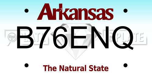 B76ENQ Arkansas License Plate