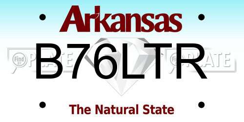 B76LTR Arkansas License Plate