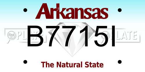 B7715I Arkansas License Plate