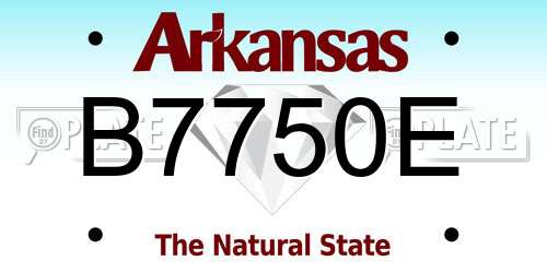 B7750E Arkansas License Plate