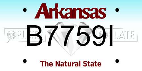 B7759I Arkansas License Plate