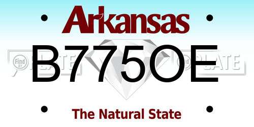 B775OE Arkansas License Plate