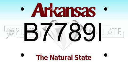 B7789I Arkansas License Plate