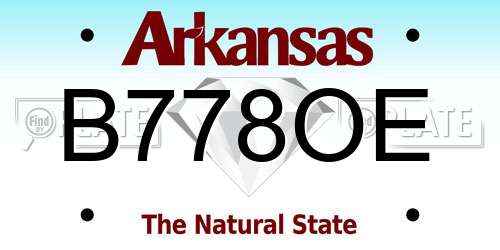 B778OE Arkansas License Plate