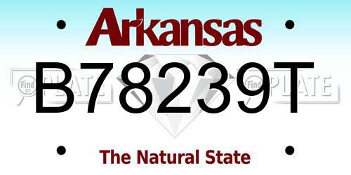 B78239T Arkansas License Plate