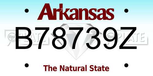 B78739Z Arkansas License Plate