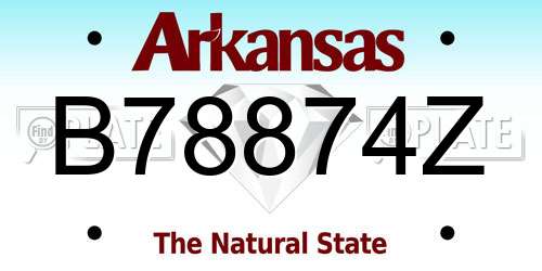 B78874Z Arkansas License Plate