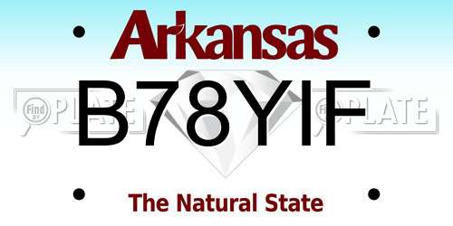 B78YIF Arkansas License Plate