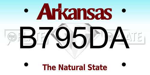 B795DA Arkansas License Plate