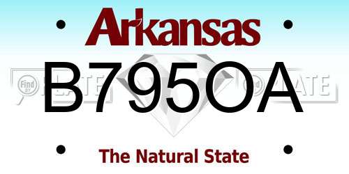 B795OA Arkansas License Plate