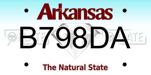 B798DA Arkansas License Plate