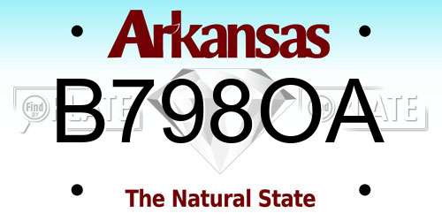 B798OA Arkansas License Plate