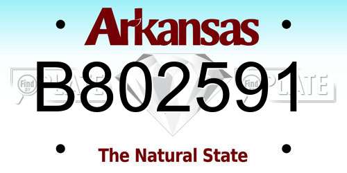 B802591 Arkansas License Plate