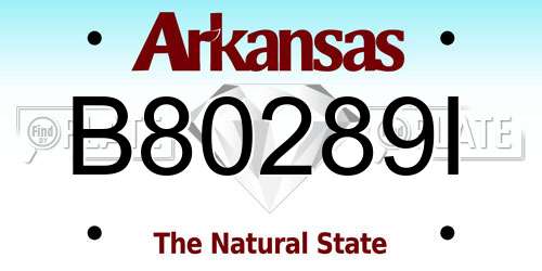 B80289I Arkansas License Plate