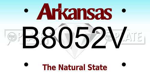 B8052V Arkansas License Plate