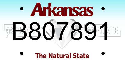 B807891 Arkansas License Plate
