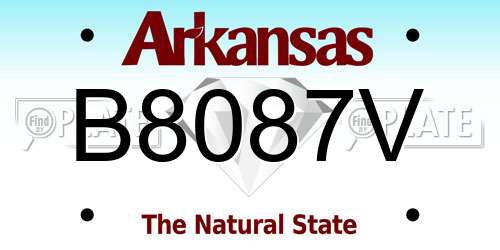 B8087V Arkansas License Plate
