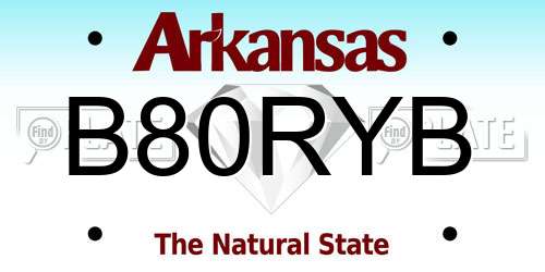 B80RYB Arkansas License Plate