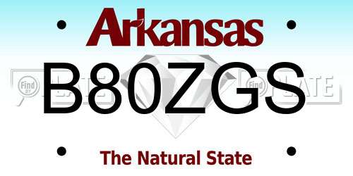 B80ZGS Arkansas License Plate
