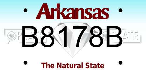 B8178B Arkansas License Plate