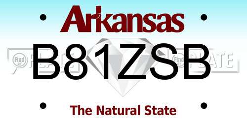 B81ZSB Arkansas License Plate