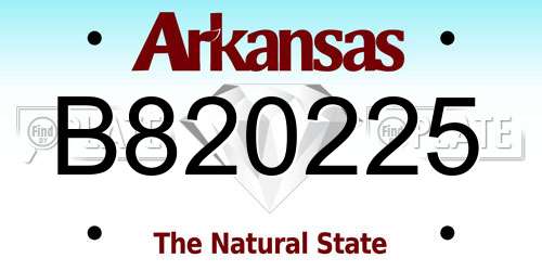 B820225 Arkansas License Plate