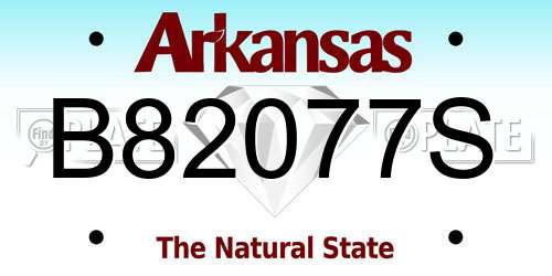 B82077S Arkansas License Plate