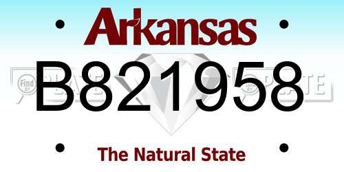B821958 Arkansas License Plate