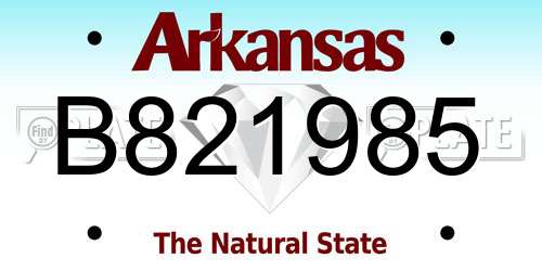 B821985 Arkansas License Plate