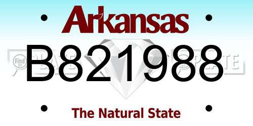 B821988 Arkansas License Plate