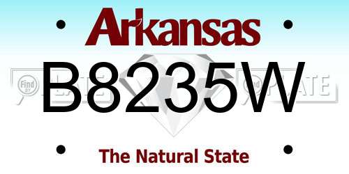 B8235W Arkansas License Plate