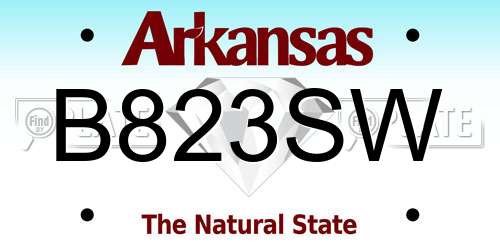 B823SW Arkansas License Plate