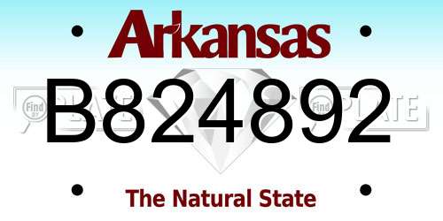 B824892 Arkansas License Plate